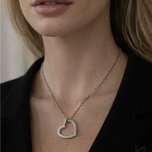 Authentic Swarovski Crystal Heart Necklace – Silver Tone ✨